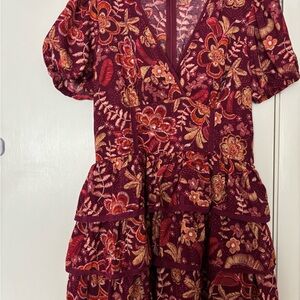 Burgundy Floral Mini Dress